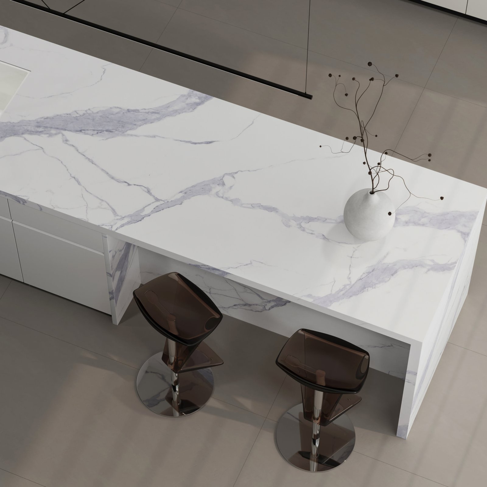 Full Body Printed Slab- Fish Belly White